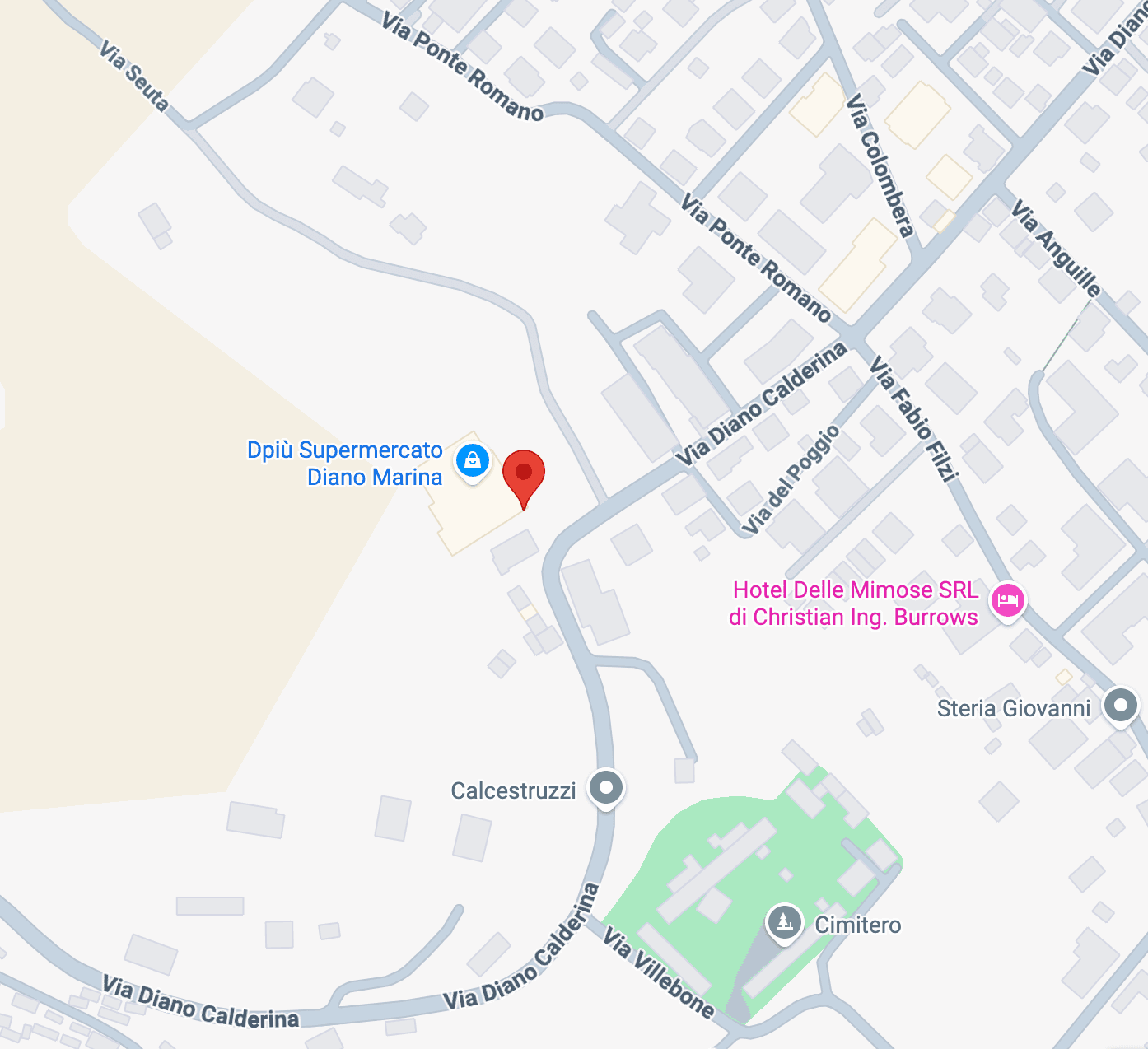 Mappa con la posizione di Zenfit in Via Diano Calderina, a Diano Marina, accanto al supermercato Dpiù.